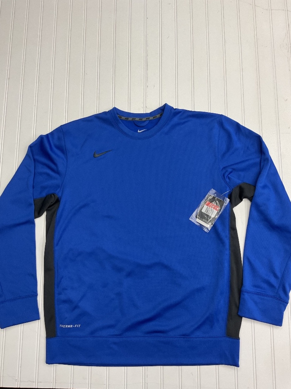 Nike Therma-FIT Team KO Crewneck Sweatshirt Royal Blue Gray Men's L NWT
